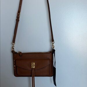 Rebecca Minkoff Brown Leather Crossbody Bag with Gold Accents